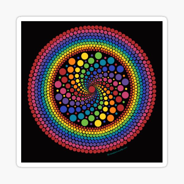 Rainbow Spiral Dot Mandala Pattern 