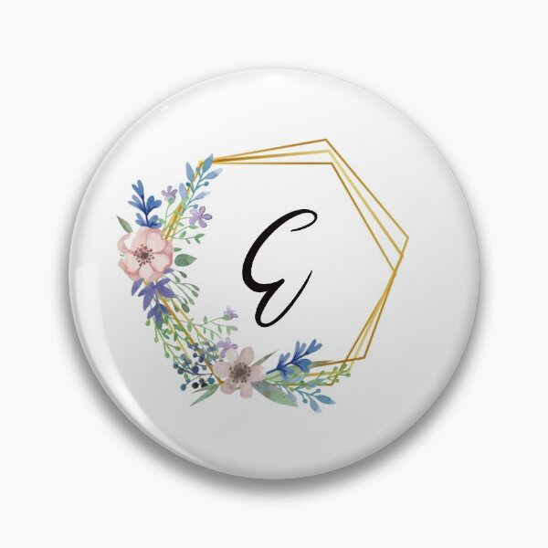 Item preview, Floral monogram with golden frame letter E designed and sold by JustSeasons.