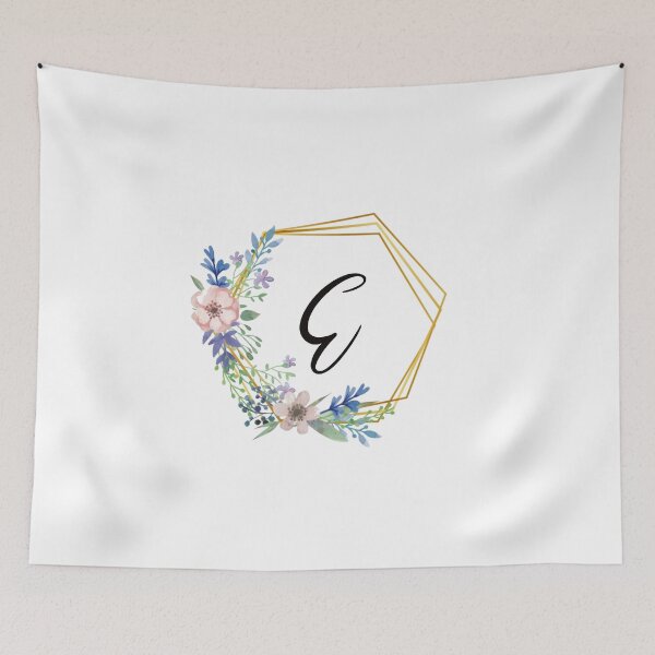 Item preview, Floral monogram with golden frame letter E designed and sold by JustSeasons.
