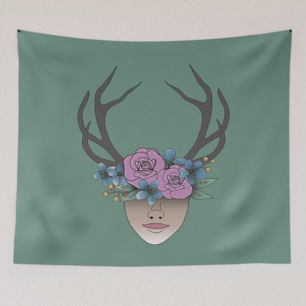 Item preview, Antlers, Plant Lover, Purple Flowers, Weird and Unusual, Surreal, Uncomfortable designed and sold by 10pmCreations.