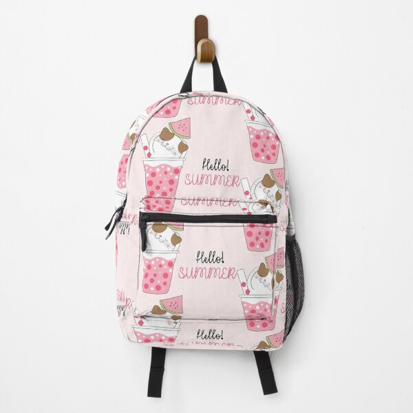 Item preview, Hello Summer Kawaii Cat in the Watermelon Boba Tea designed and sold by MagicStrawberry.