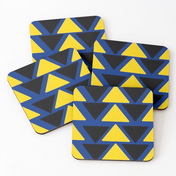 Item preview, Black and yellow triangles on blue designed and sold by LawsonFabrics.