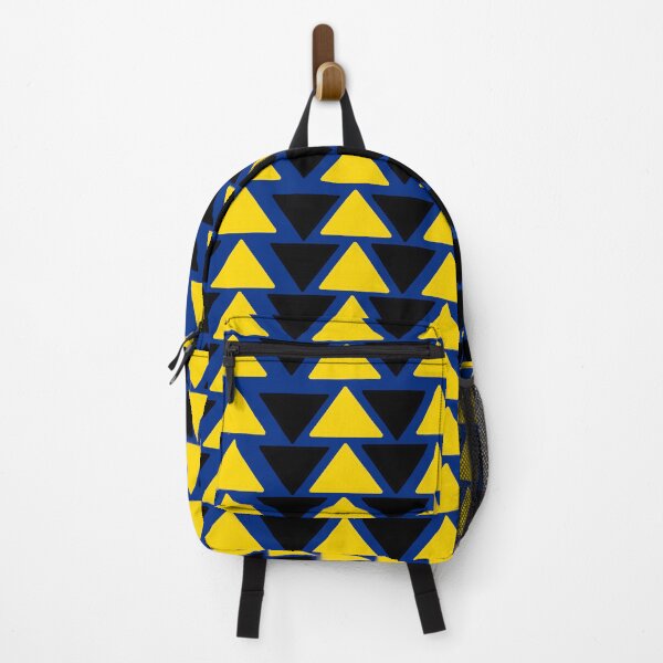 Item preview, Black and yellow triangles on blue designed and sold by LawsonFabrics.