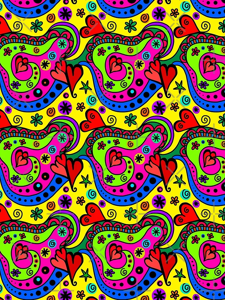 Thumbnail 3 of 3, Scarf, Bright doodle designed and sold by RuthFurtado.