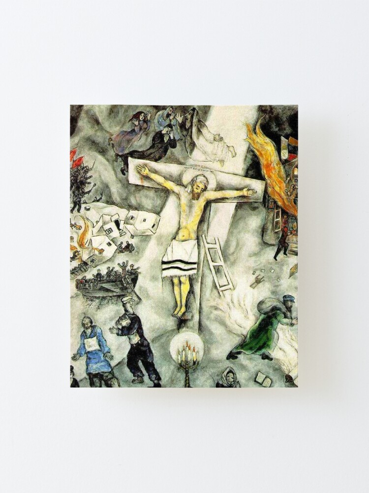 White Crucifixion 1938 Chagall Museum Mounted Print For Sale By   Ur,mounted Print Canvas Portrait Small Front,wide Portrait,750x1000.1 