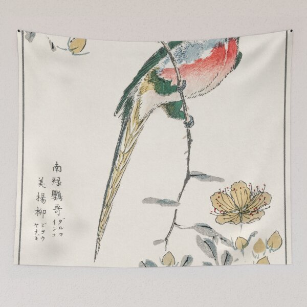 Item preview, macaw and drooping peach illustration 43380624871 designed and sold by Bird-Lore.
