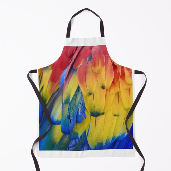 Closeup Colorful Parrot Feathers Apron