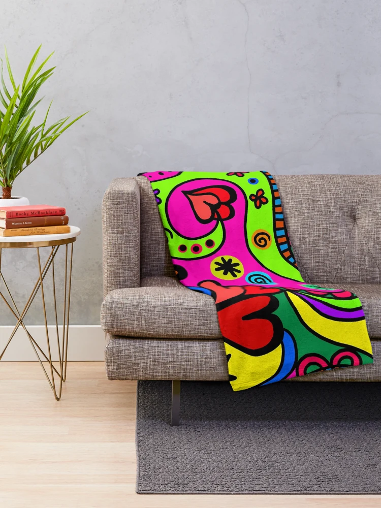 Thumbnail 2 of 6, Throw Blanket, Bright doodle designed and sold by RuthFurtado.