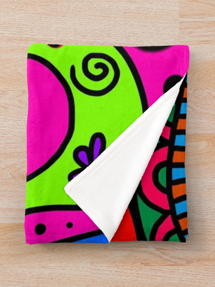 Thumbnail 3 of 6, Throw Blanket, Bright doodle designed and sold by RuthFurtado.