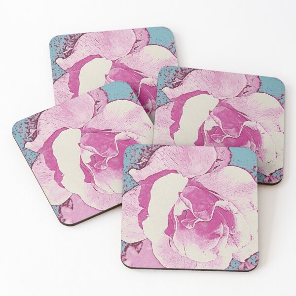 Item preview, Pink Rose on a Teal Background designed and sold by EloiseArt.