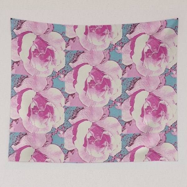 Item preview, Pink Rose on a Teal Background designed and sold by EloiseArt.