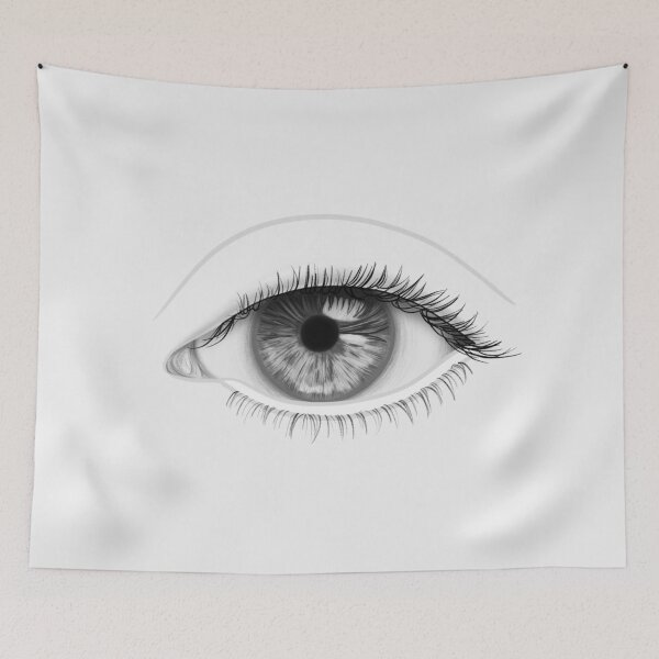 Item preview, Realistic Eyeball, Unfinished Eyelid Drawing + Eyelashes (White / Black and White Print) designed and sold by AEJdesign.
