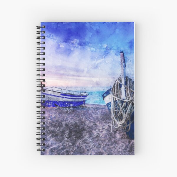 Boats on the beach Spiral Notebook