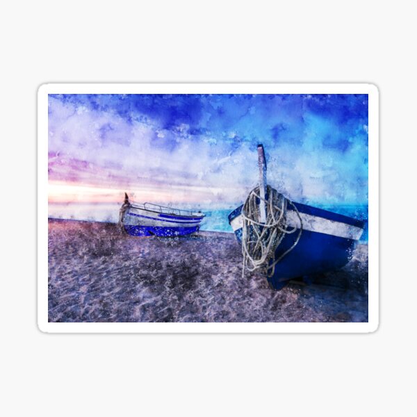 Boats on the beach Sticker