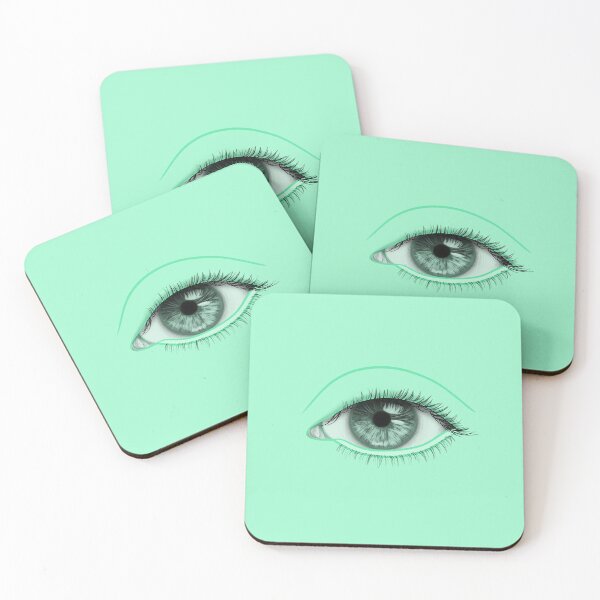 Item preview, Realistic Eyeball, Unfinished Eyelid Drawing + Eyelashes (Saturated Green Blue Aqua Teal) designed and sold by AEJdesign.