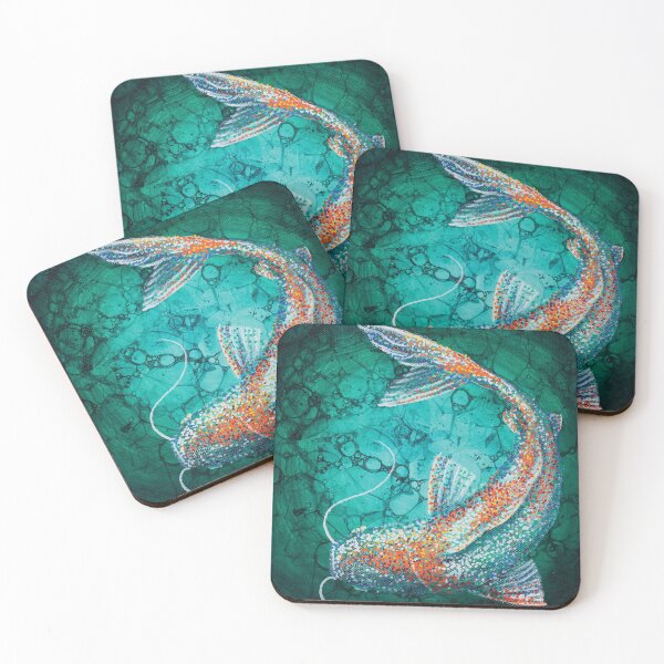 Item preview, Orange koi in an azure pool designed and sold by Caroline Swart.