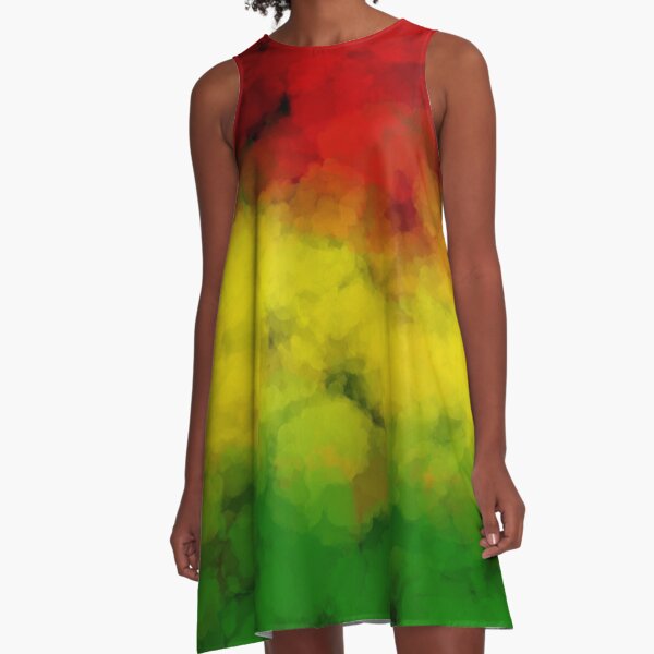 Rasta Watercolor A-Line Dress