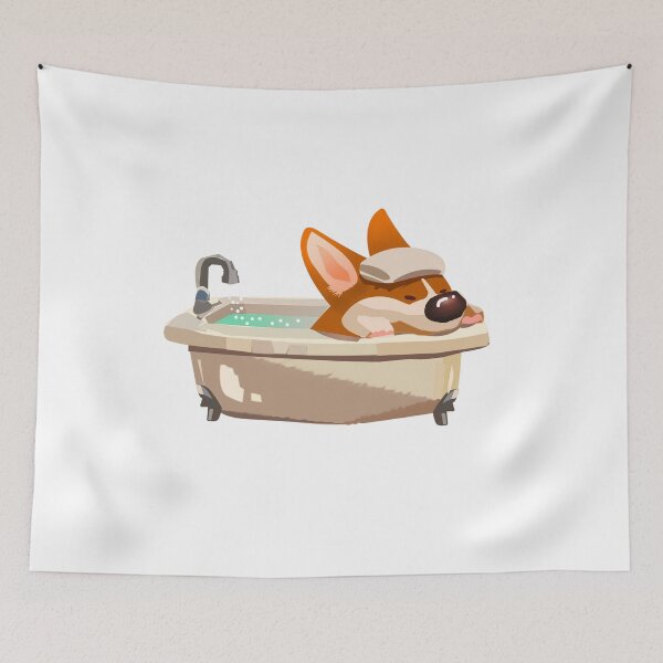 Item preview, Hand painted Dog Cute Puppy Bathing dog  Classic designed and sold by PetTotem.