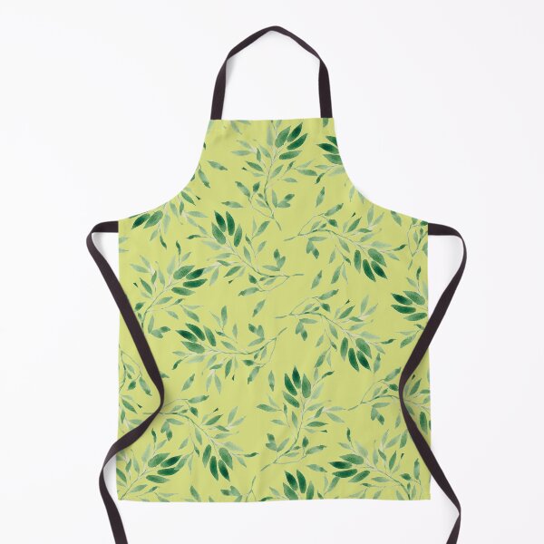 Item preview, Watercolor leaves green on yellow - pattern designed and sold by SileneDidIt.