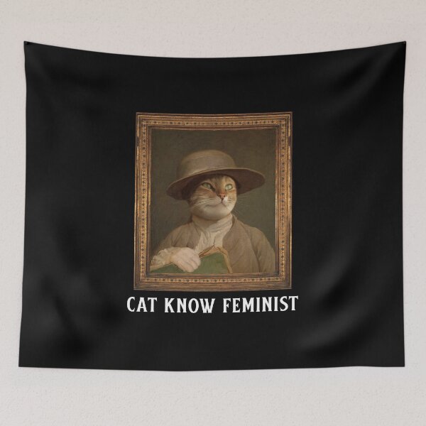 Item preview, Funny Cat Know Feminist Painting designed and sold by kindtoearth.