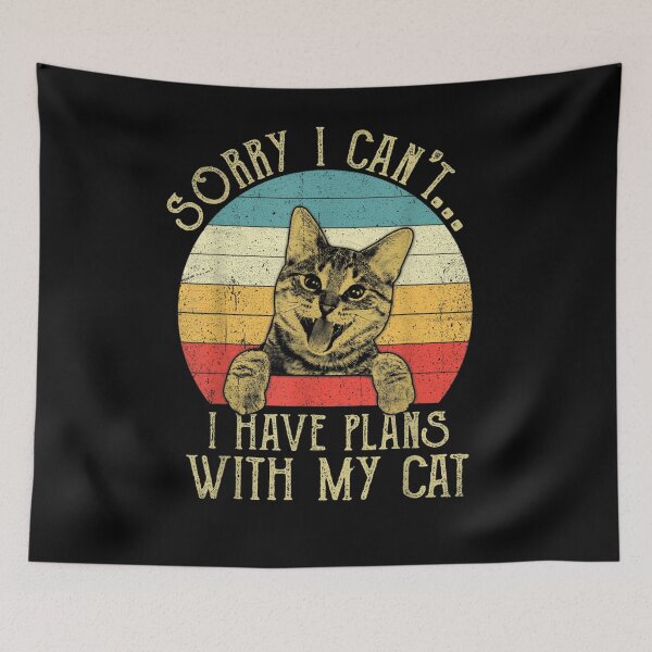 Item preview, Sorry I Can't I Have Plans With My Cat Vintage Cute Cat Gift  designed and sold by dominique235.