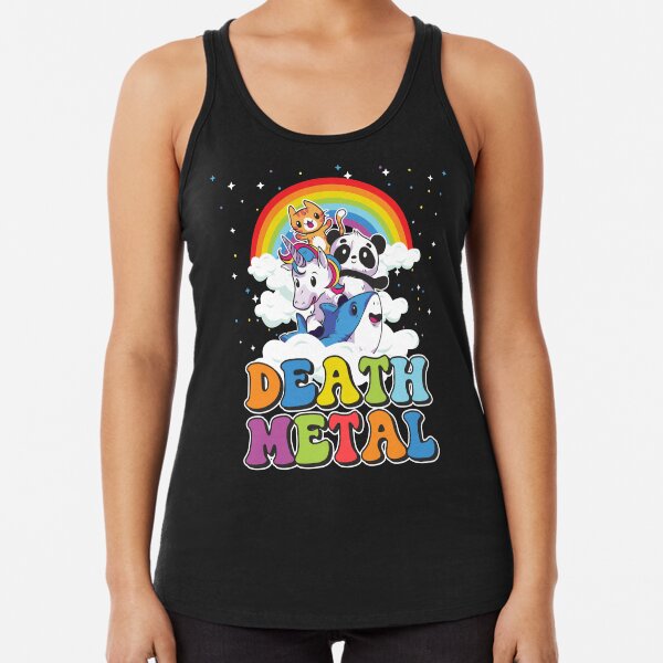 Funny Death Metal Animals Cute Unicorn Rainbow Racerback Tank Top
