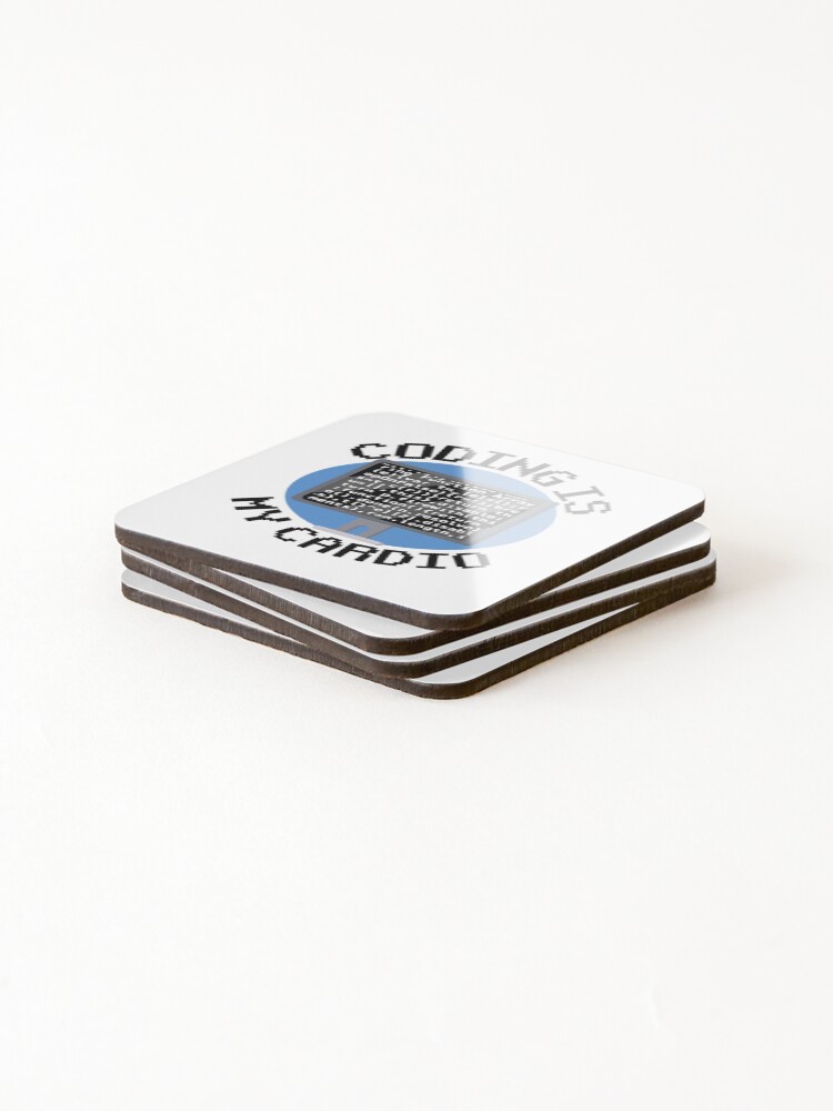 Thumbnail 4 of 5, Coasters (Set of 4), Coding Is My Cardio Funny Programmer Coder Gift Software Developer designed and sold by Stronzi.
