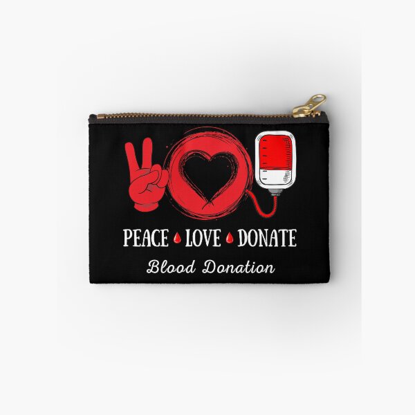 Aperçu de l'œuvre Peace Love Faire un don de sang Sensibilisation au don de sang créée et vendue par ZavageDesigns.