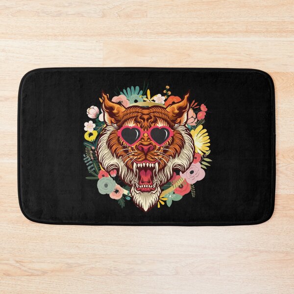 Item preview, Tiger with Heart Sunglasses in a Flower Wreath designed and sold by Nathalie Aynié.