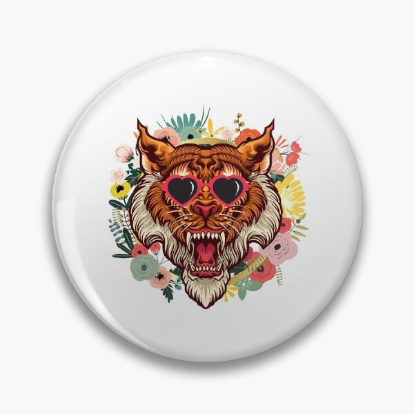 Item preview, Tiger with Heart Sunglasses in a Flower Wreath designed and sold by Nathalie Aynié.