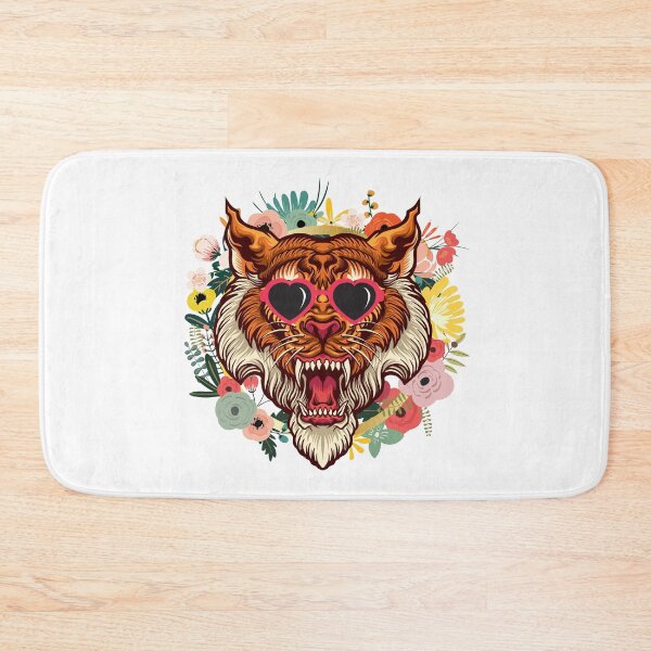 Item preview, Tiger with Heart Sunglasses in a Flower Wreath designed and sold by Nathalie Aynié.