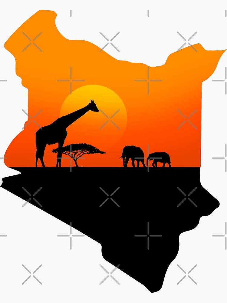 "Kenyan map and landscape" Sticker for Sale by adrart7 Redbubble