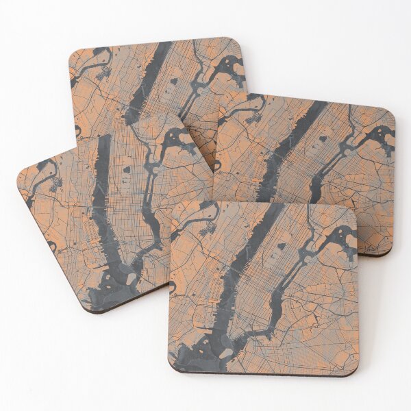 Item preview, NY Artistic Map in Gray & Orange designed and sold by Interpret108.