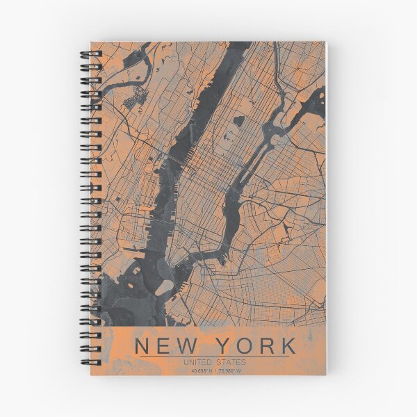 Item preview, NY Artistic Map in Gray & Orange designed and sold by Interpret108.