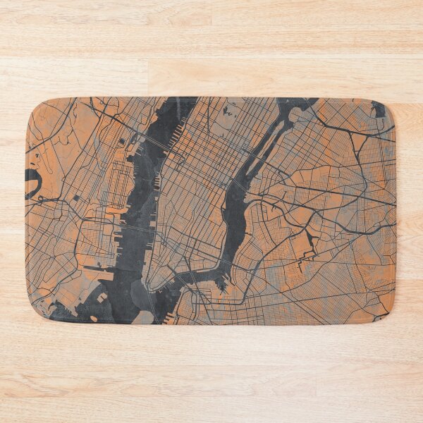 Item preview, NY Artistic Map in Gray & Orange designed and sold by Interpret108.
