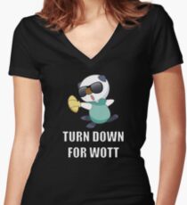 TURN DOWN FOR WOTT Women's Fitted V-Neck T-Shirt