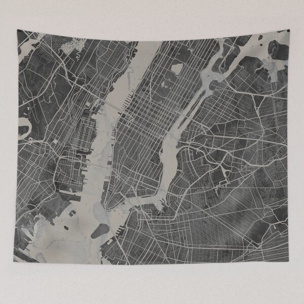 Item preview, NY Artistic Map in Gray designed and sold by Interpret108.