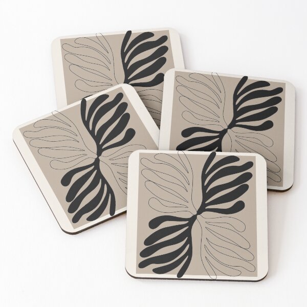 Item preview, Henri Matisse double flower. Paper Decoupes Art small black, beige back, Matisse Cutout's designed and sold by re-make-.
