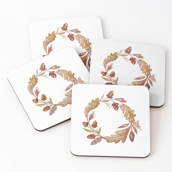 Item preview, Autumn wreath in watercolors, fall leaves wreath in watercolors pattern designed and sold by Ala Lopatniov.