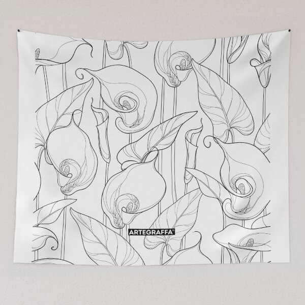 Item preview, Line drawing floral pattern Simple lineart with leaves designed and sold by ArteGraffa.
