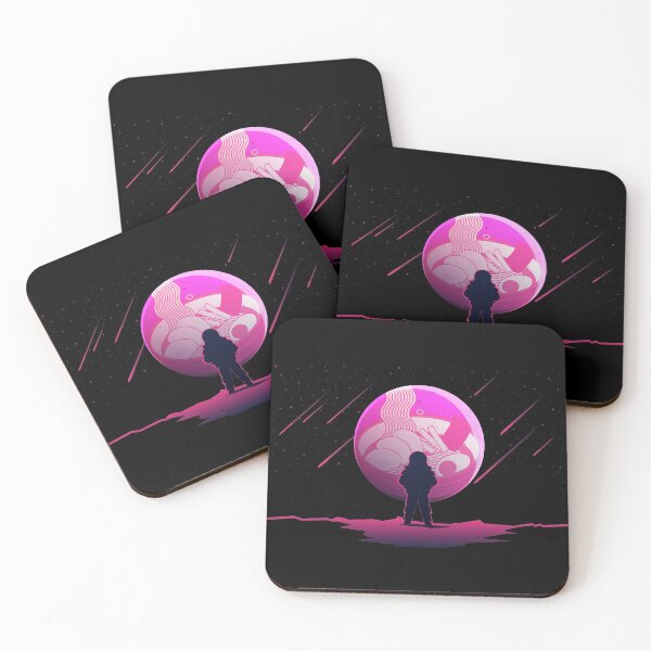 Item preview, An Astronaut in Space Looking at a Distant Ramen Moon - A Synthwave inspired design designed and sold by crazycollective.