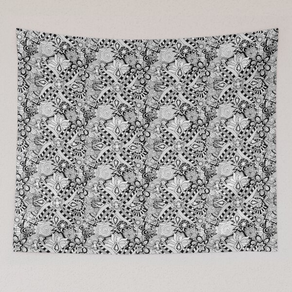 Item preview, Black and White ,Flowers Leaf Tropic Pattern Seamless  designed and sold by lastechance.