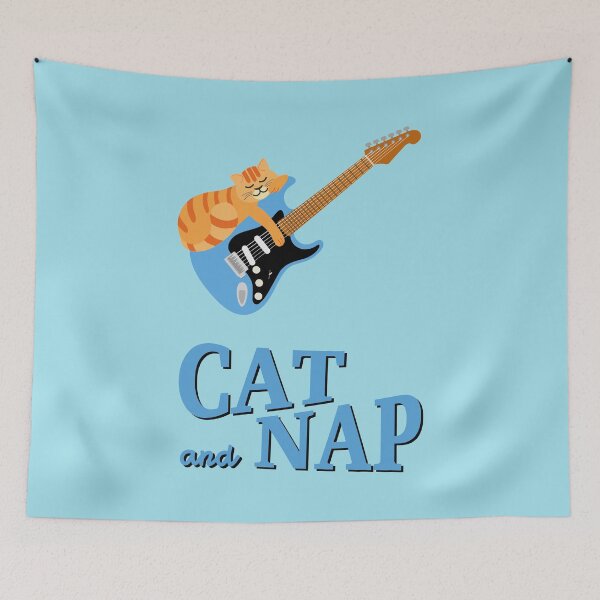 Item preview, Relaxed Cat on Guitar | Tabby | Catnap designed and sold by Fluffy-Vectors.