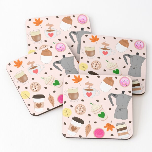 Item preview, Coffee Lover Pattern With Fall Aesthetics designed and sold by Miss Tea Positive.