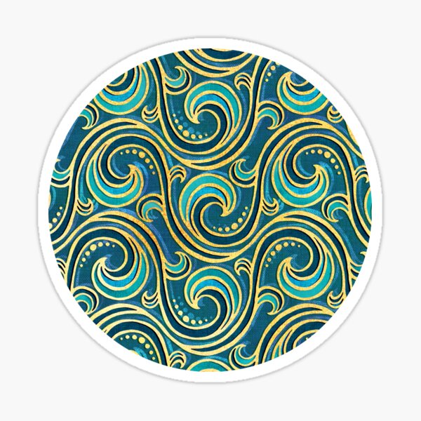 Modern Rococo Mermaid Ocean Waves Sticker