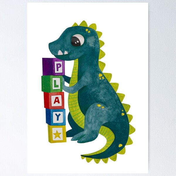 Item preview, Cute green watercolor dinosaur  designed and sold by DCIllustration.