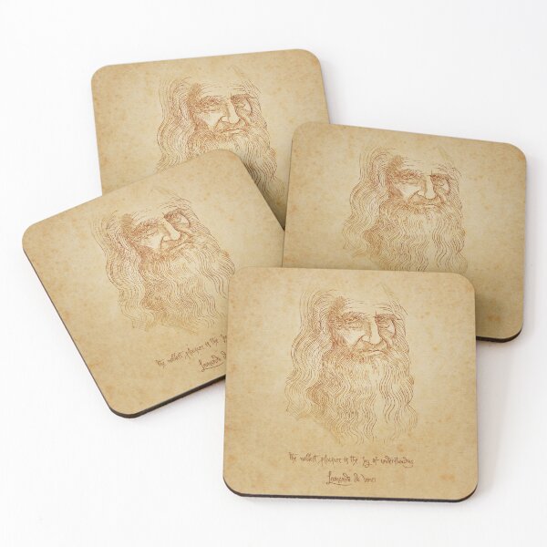 Item preview, leonardo da vinci self-portait and quote designed and sold by bibliotee.