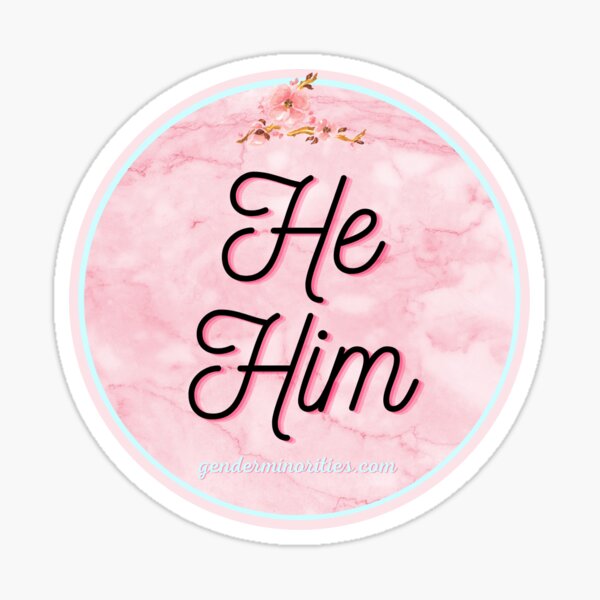 He Him pronouns (pink) Sticker