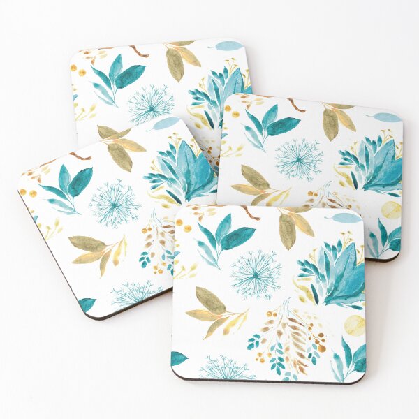 Item preview, Watercolor plants blue and brown - pattern designed and sold by SileneDidIt.