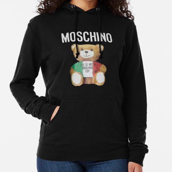 MOSCHINO T-SHIRT Teddy Bear Mens Black T-Shirt Lightweight Hoodie